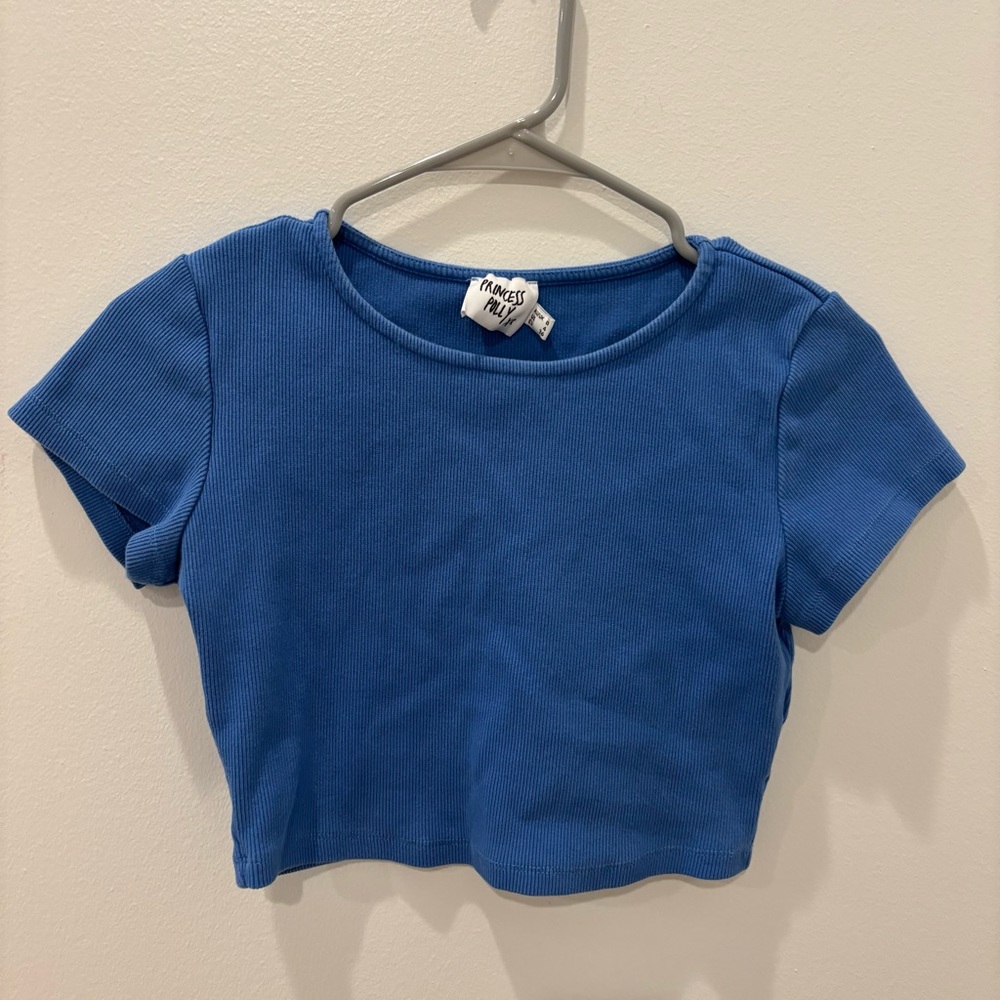 Princess Polly Blue Cropped Top